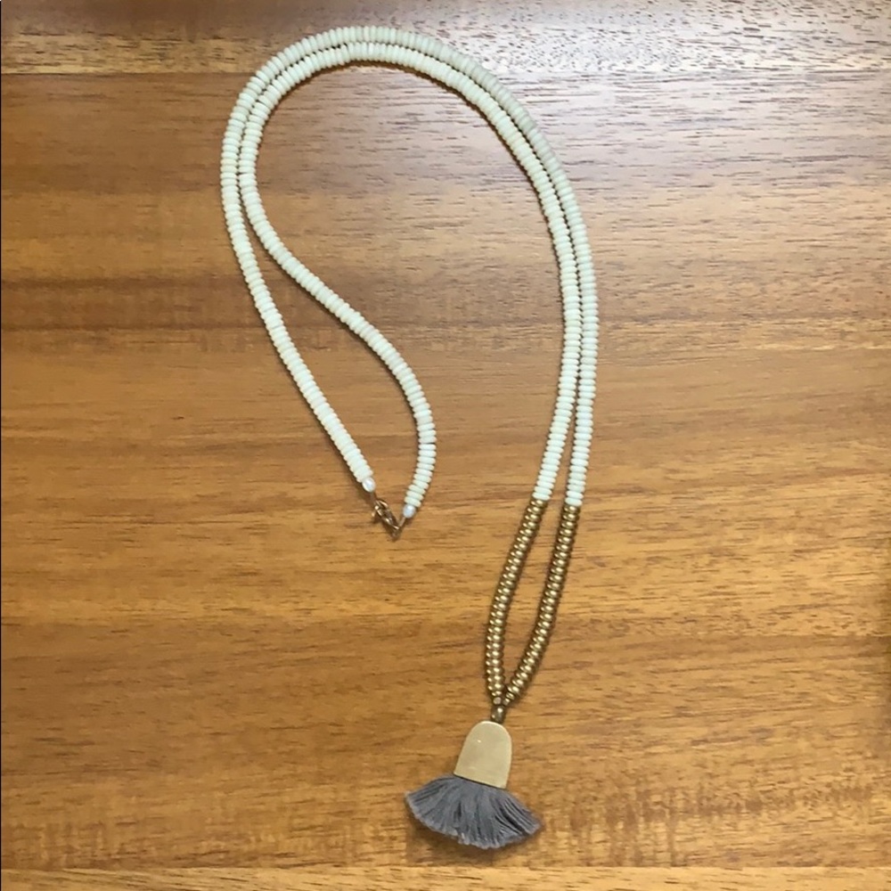 Beaded tassel necklace.